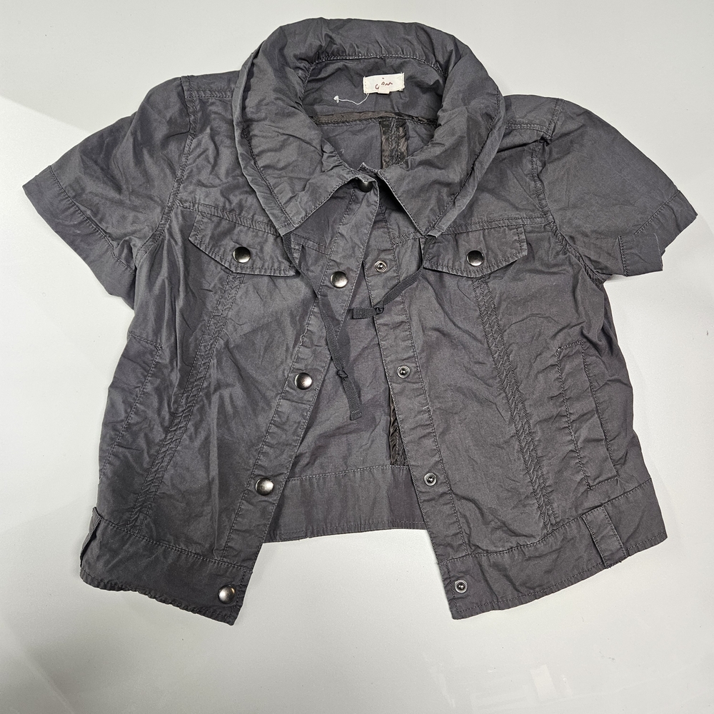 Gray Button Down Short Sleeve Top - image 1